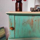 Patinated vintage bedside table