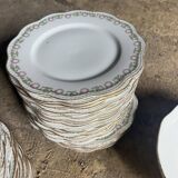 Large Limoges porcelain dinner service – floral decoration and gold trim