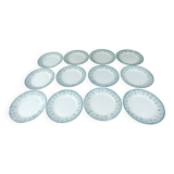 Lot de douze assiettes plates en terre de fer de la faïencerie Moulin des L