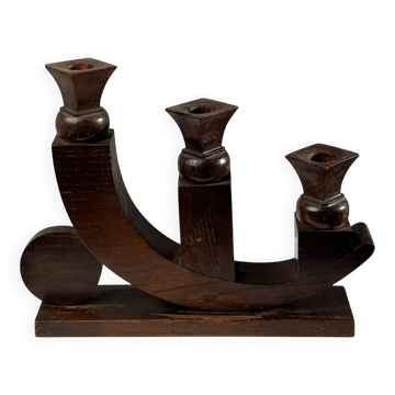 Chandelier Art Déco en bois sculpté – France, circa 1930