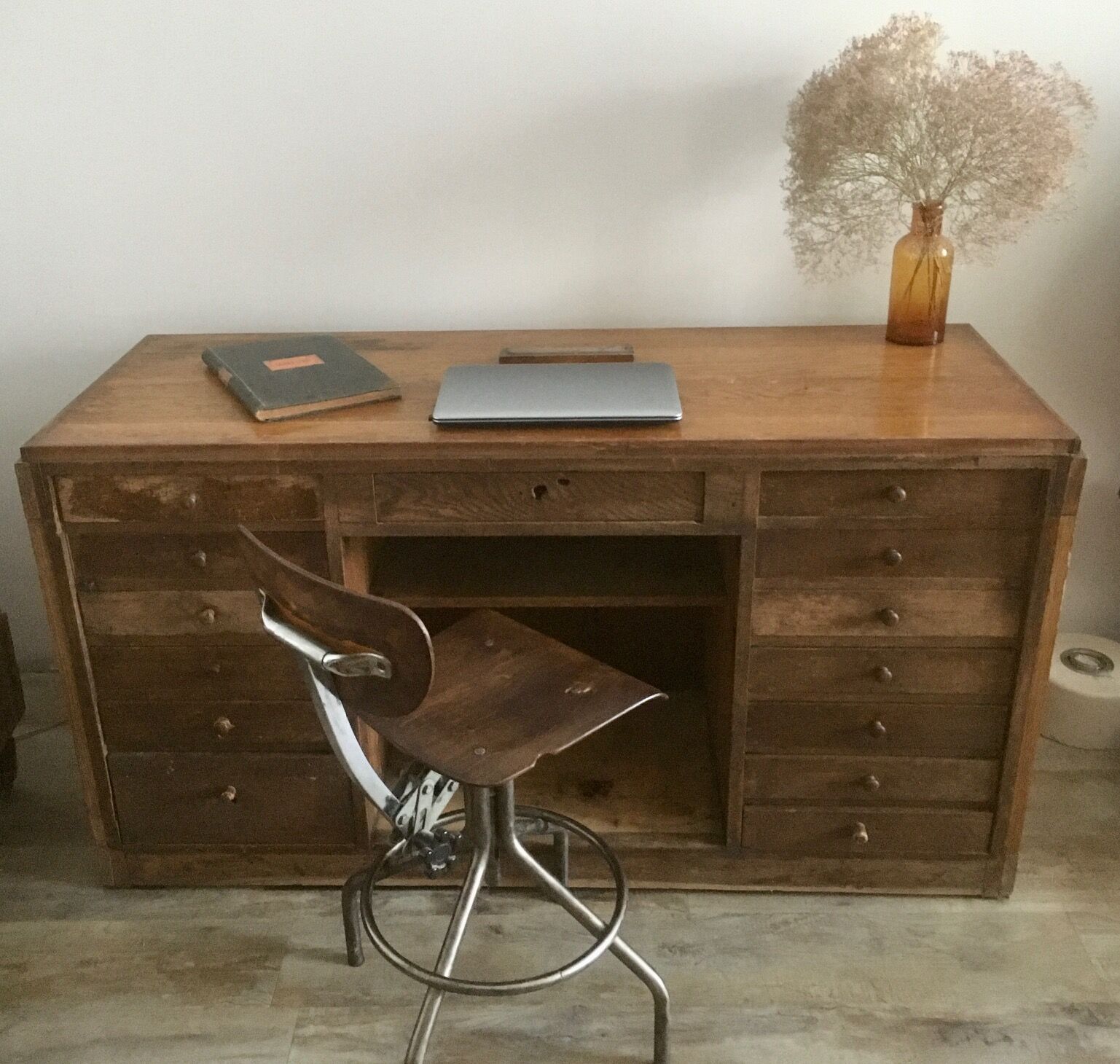 Wooden workshop counter