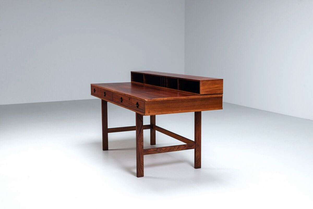 Peter Lovig flip-top partners desk rosewood Lovig Denmark 1960