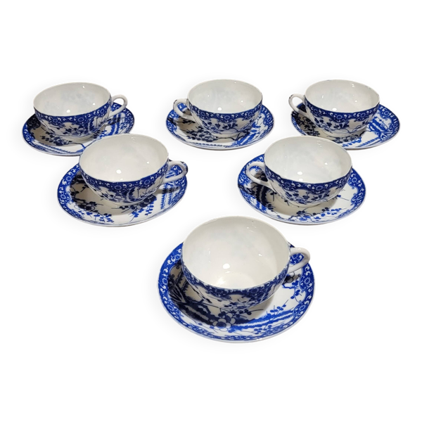 6 tasses à thé anciennes avec soucoupes - Japon