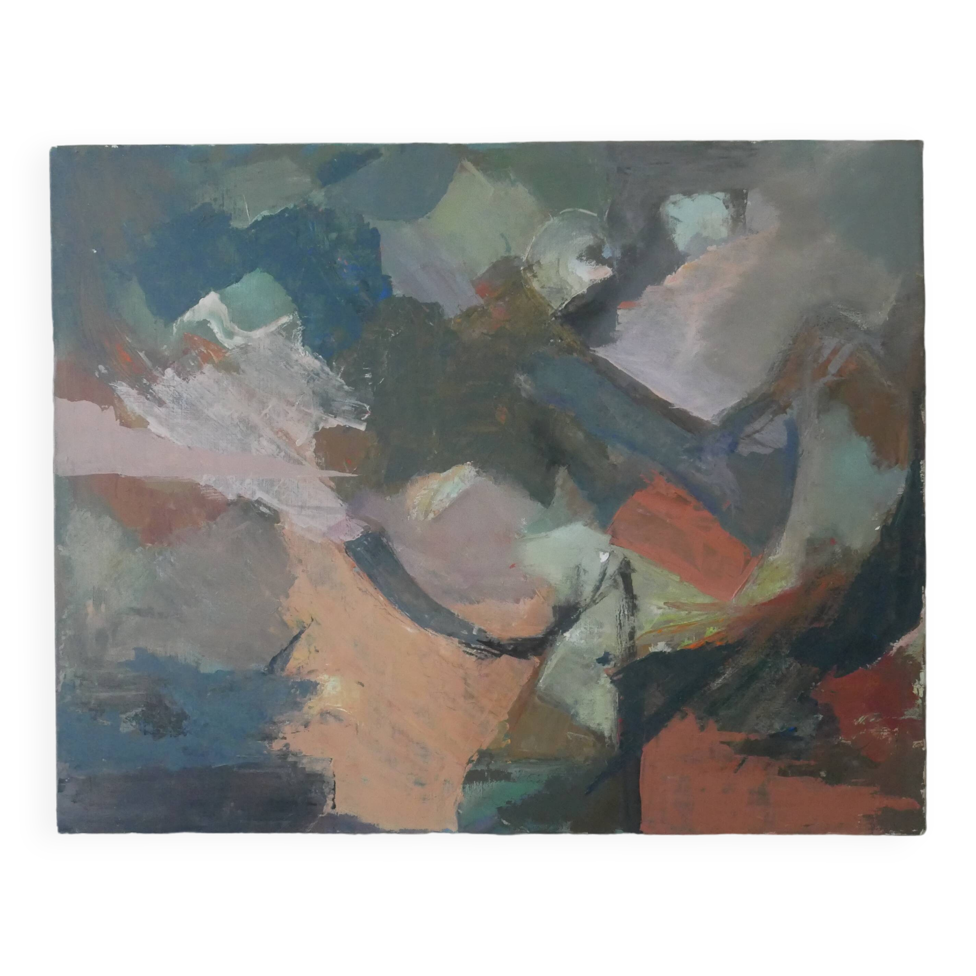 Oil painting on linen canvas, contemporary abstract art, 80s/90s