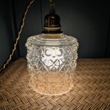 Geometric relief moulded glass lampshade from the 1970s.