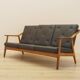 Oak leather sofa by Brockmann Petersen, Danish design 1970s