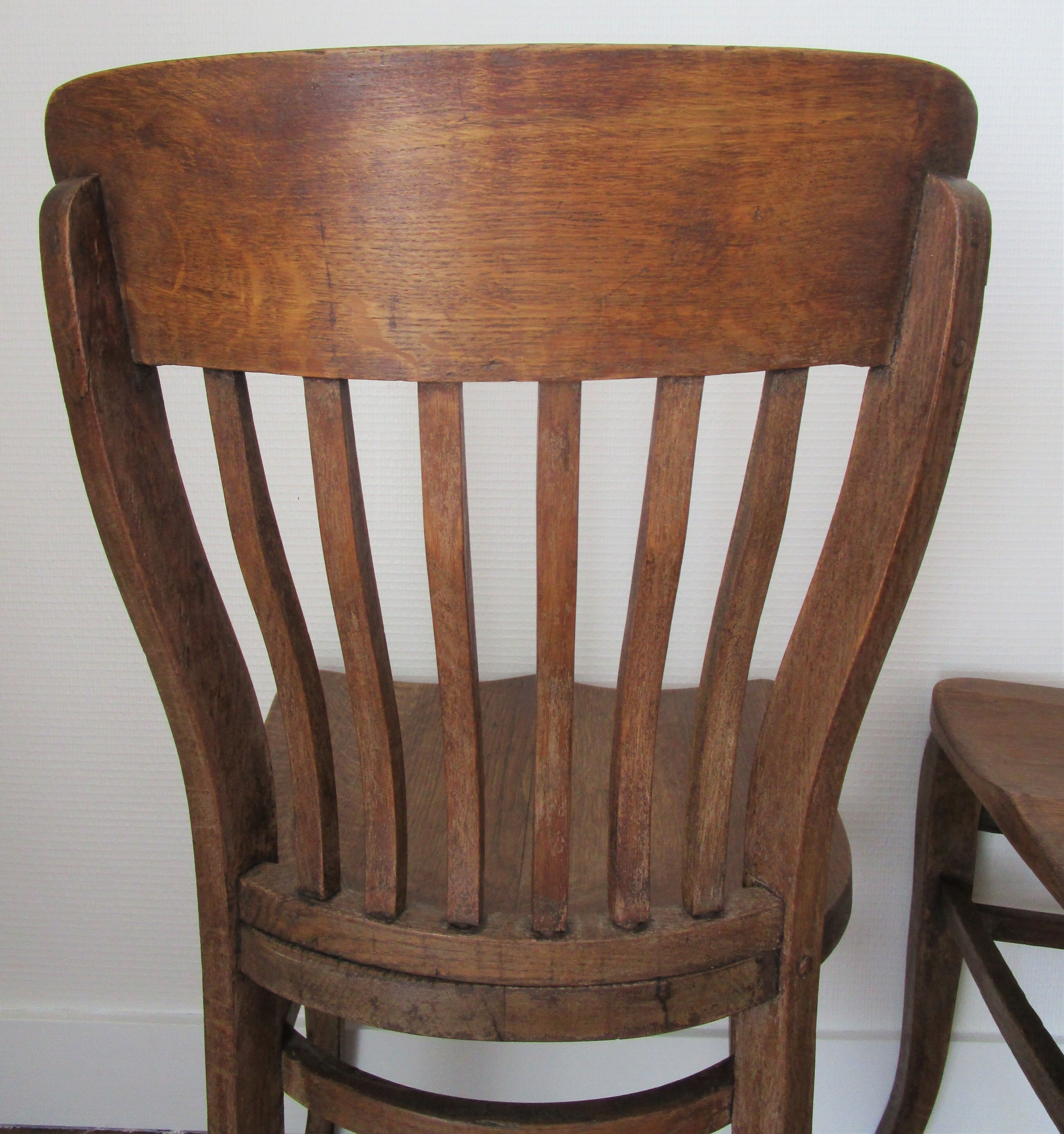 Two chairs solid oak patinated early twentieth century