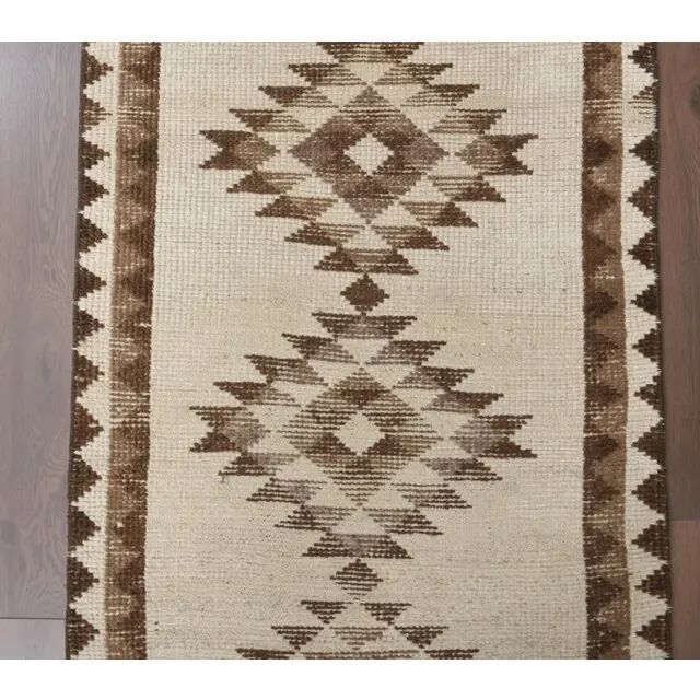 1970s Vintage Turkish Hand-Knotted Wool Cotton Red Runner Rug 83x363