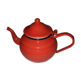 Small red metal teapot