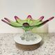 Sunburst shaped Murano centerpiece in lime green & fushsia  - Sommerso