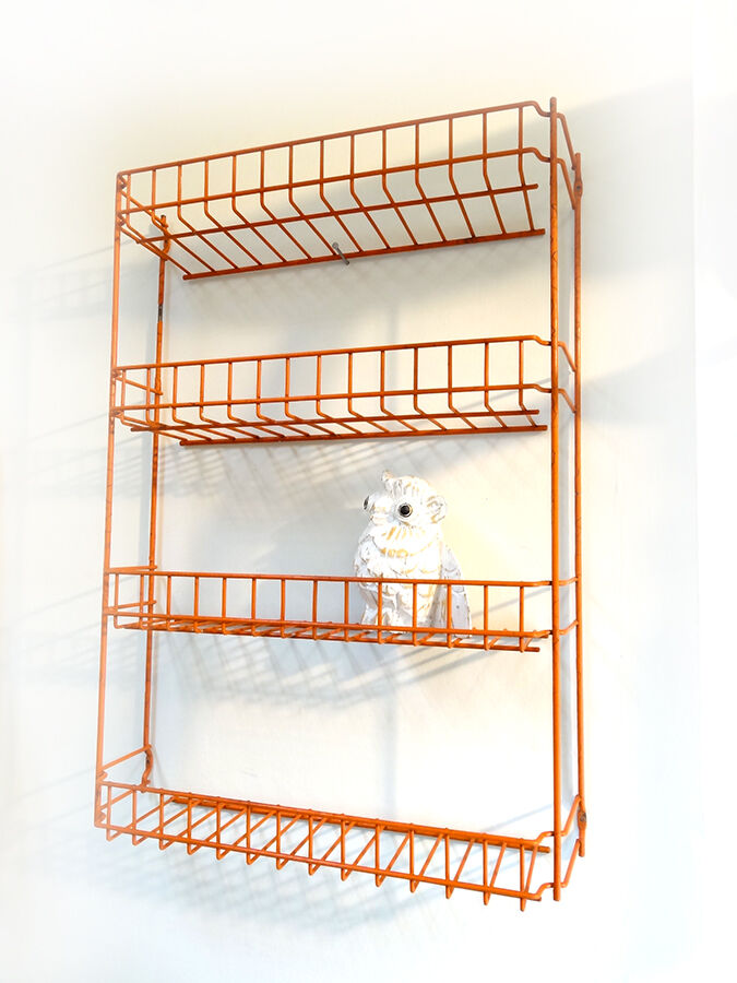 Orange industrial wall shelf
