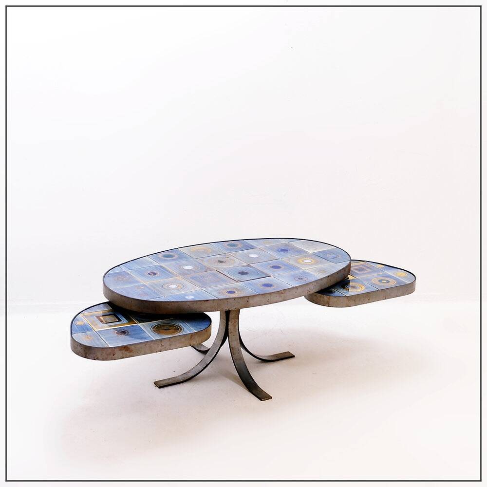 Oval coffee table by Georges Pelletier for La Roue Vallauris - France, 1970