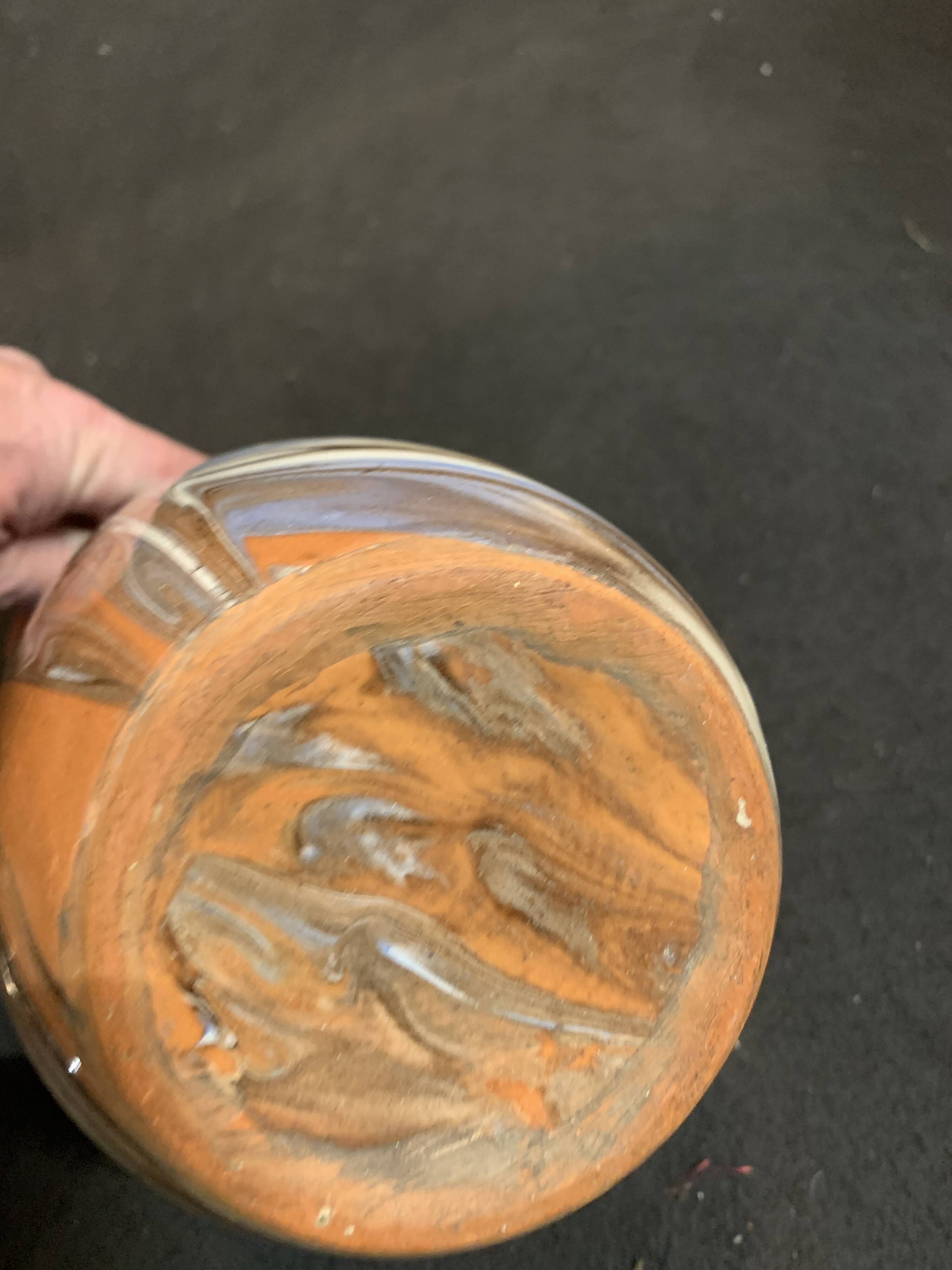 Vintage glass pate vase 3 handles