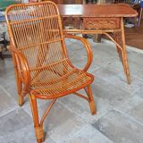Vintage rattan desk and chair
