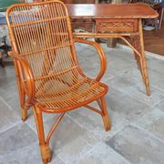Bureau et fauteuil vintage en rotin