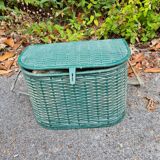 Ancien panier à pêche avec boules d'amarrage / Vintage