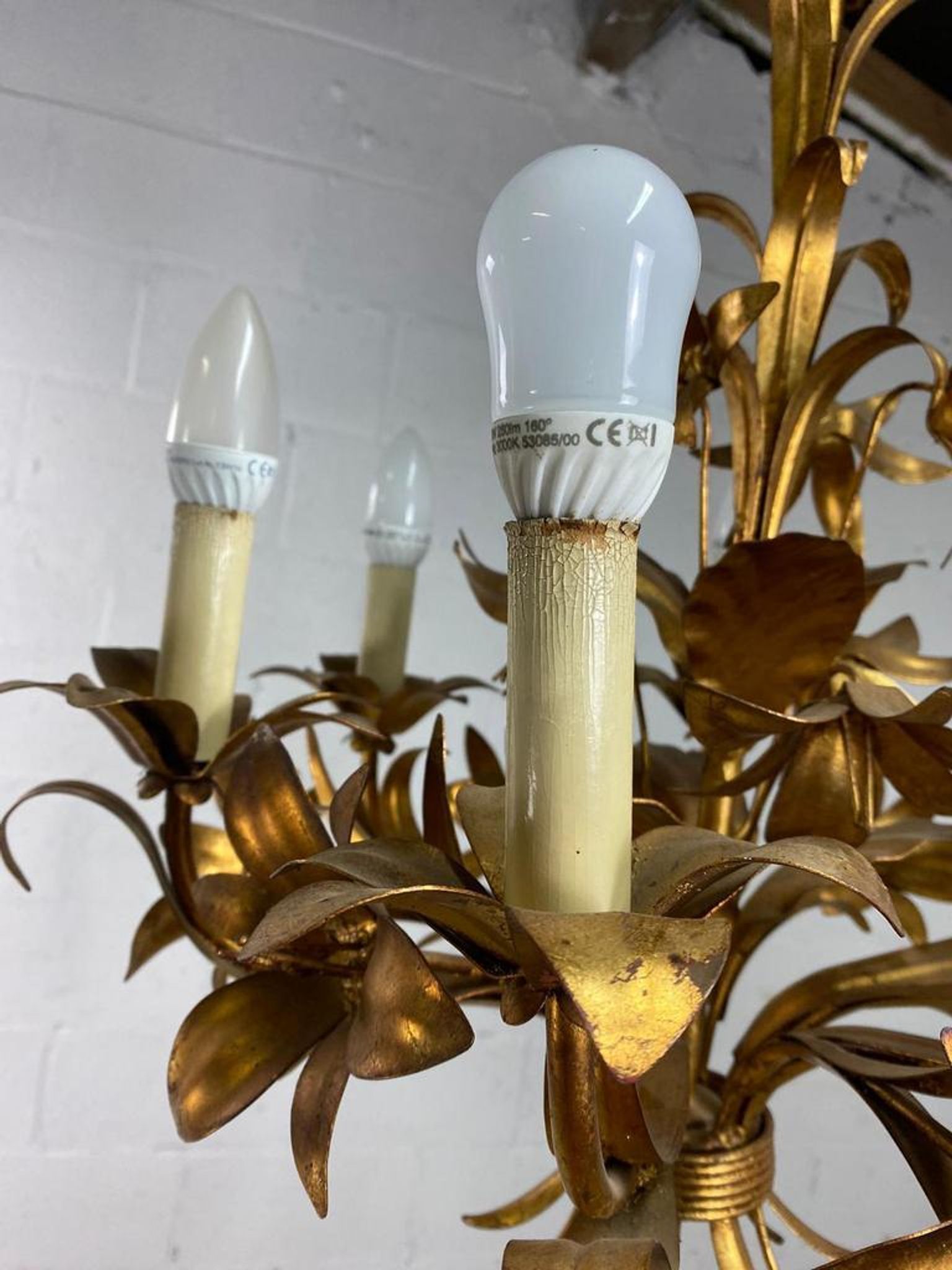 Vintage "golden" pendant lamp / flower chandelier