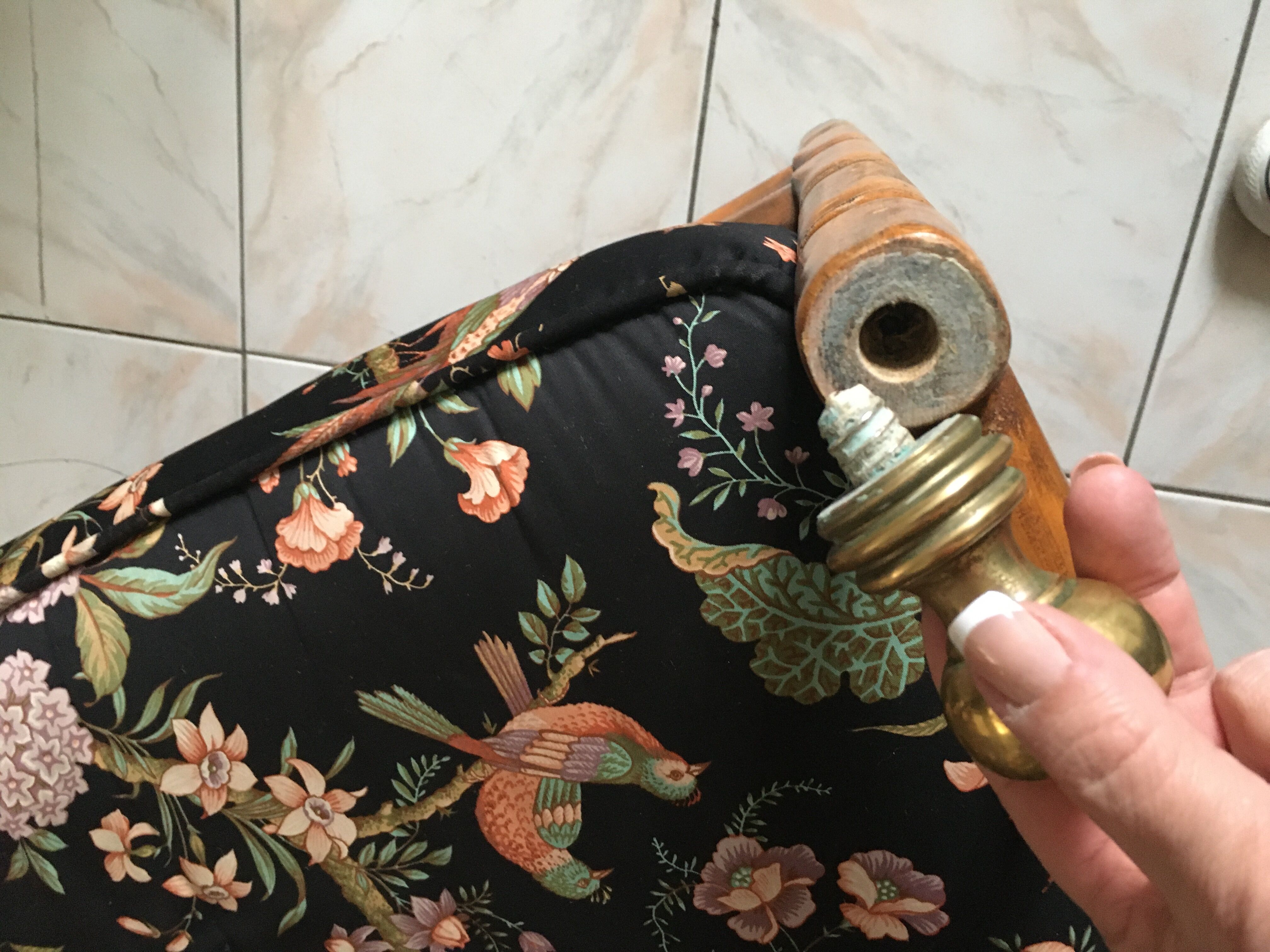 Faux bamboo chair with cushion