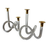 Pair of pretzel candlesticks by Dorothy Thorpe, circa 1970s