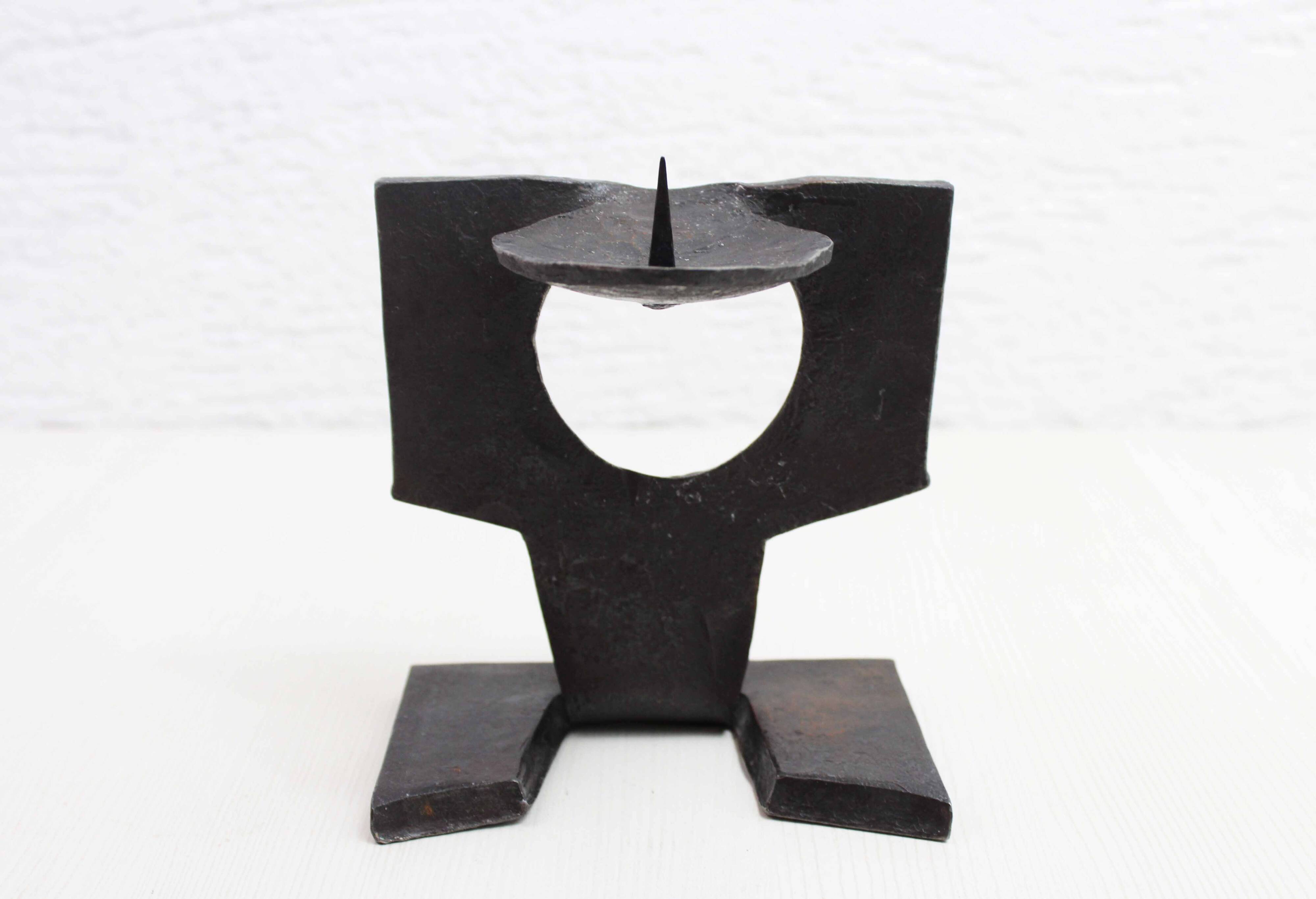 Brutalist cast iron candlestick