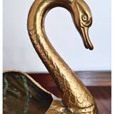 Jardinière cygne en laiton massif du milieu du siècle