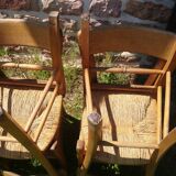 6 beech straw bistro chairs