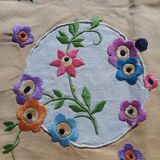 Small antique embroidered tea tablecloth