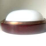 Vintage  wall or ceiling light in Mahogany & copper with  glass from a yacht