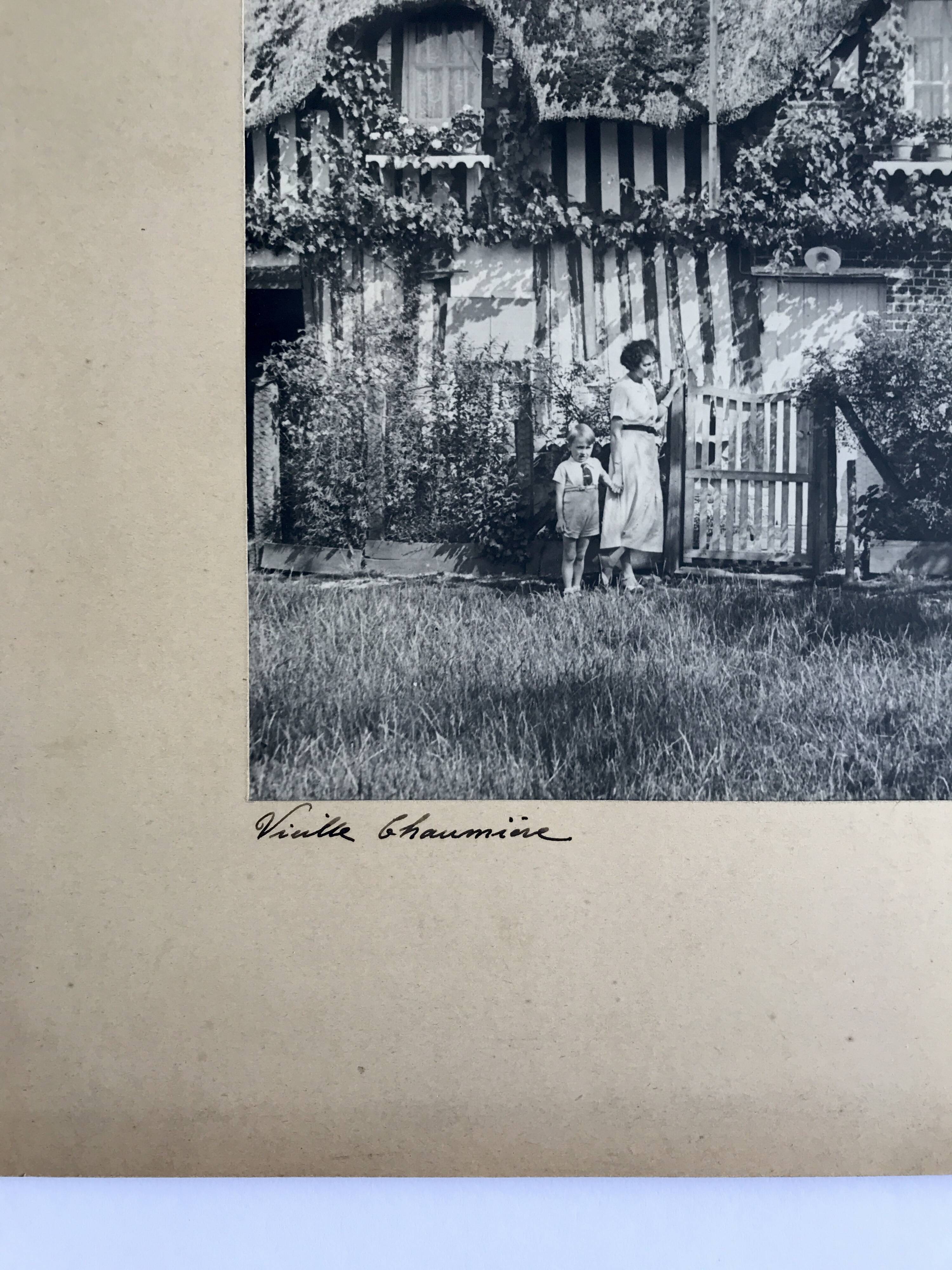Georges lefebvre, old cottage, black and white photo, circa 1930. signed in ink