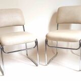 Pair of Skai and chrome metal visitor chairs 1970s