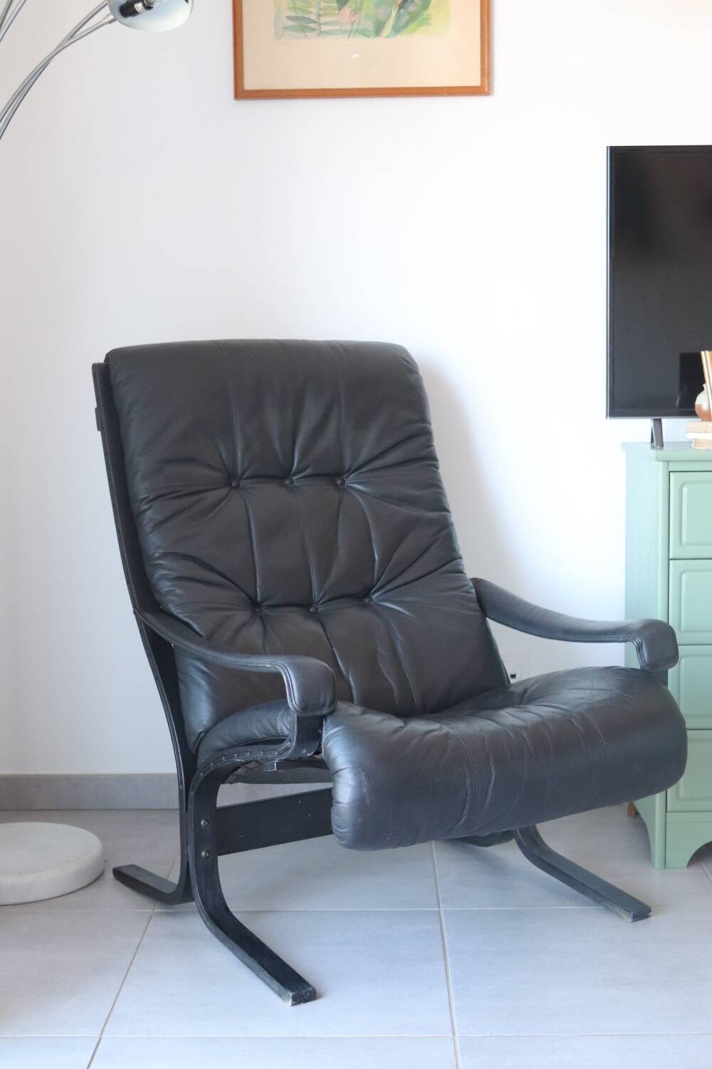 Siesta armchair Westnofa ingmar relling vintage black leather