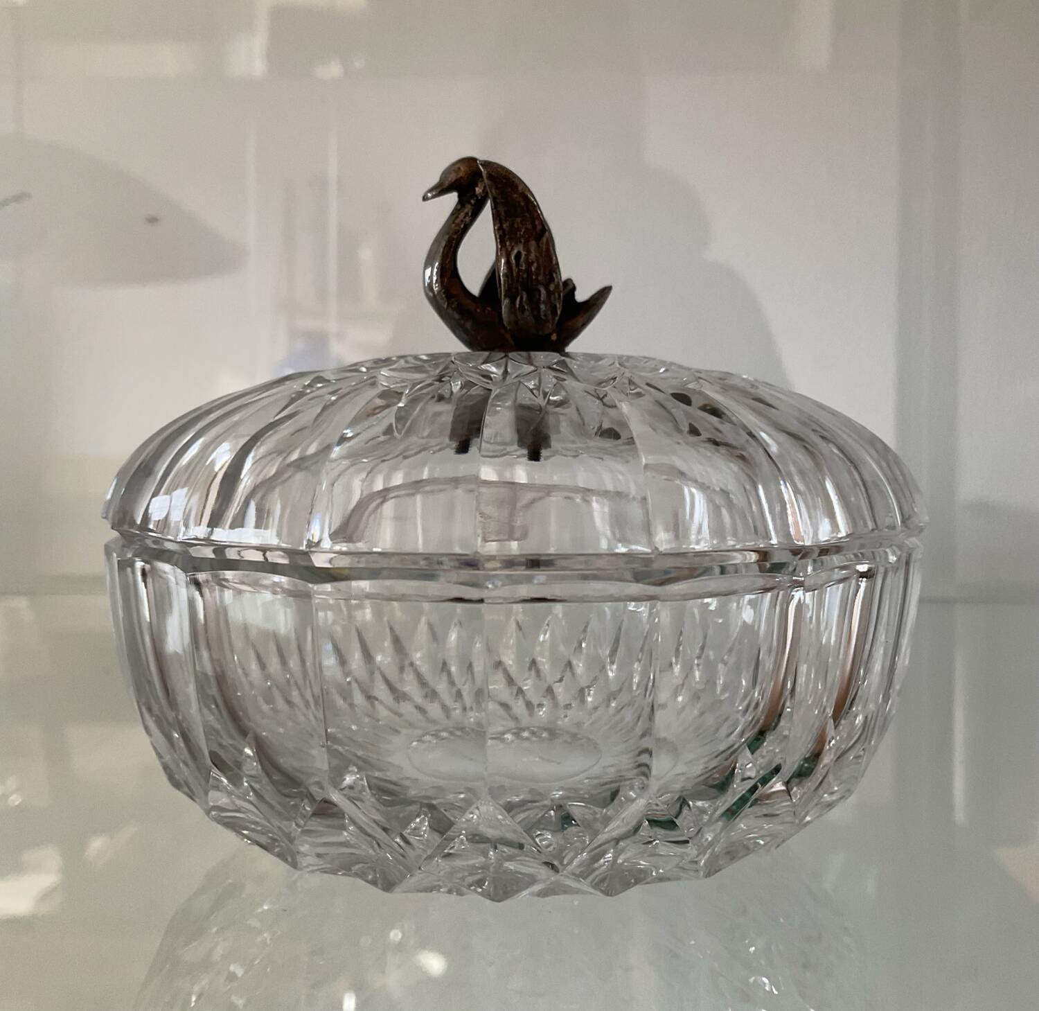 Bonbonnière vintage en cristal Val St Lambert