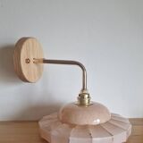 Art Deco wall lamp in marbled pink Clichy glass