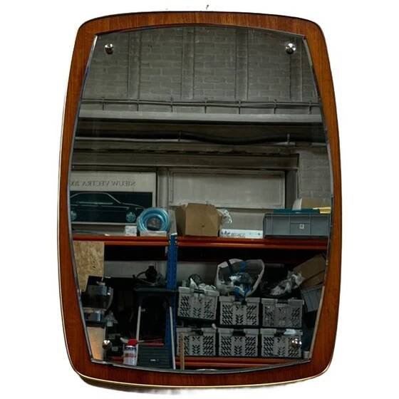 Vintage Mirror, Teak Wood, Sweden 1950's