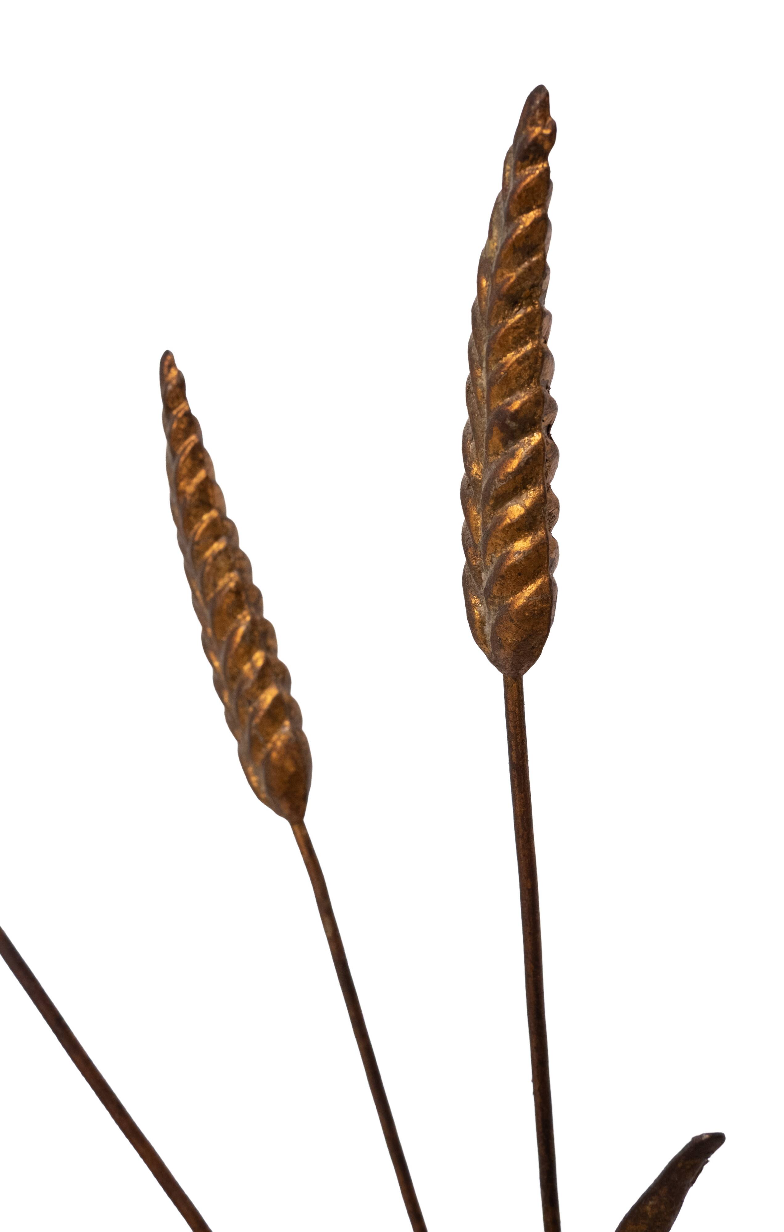 Stunning Italian Gilt Metal Wheat Sheaf candle Wall Sconce 1950s