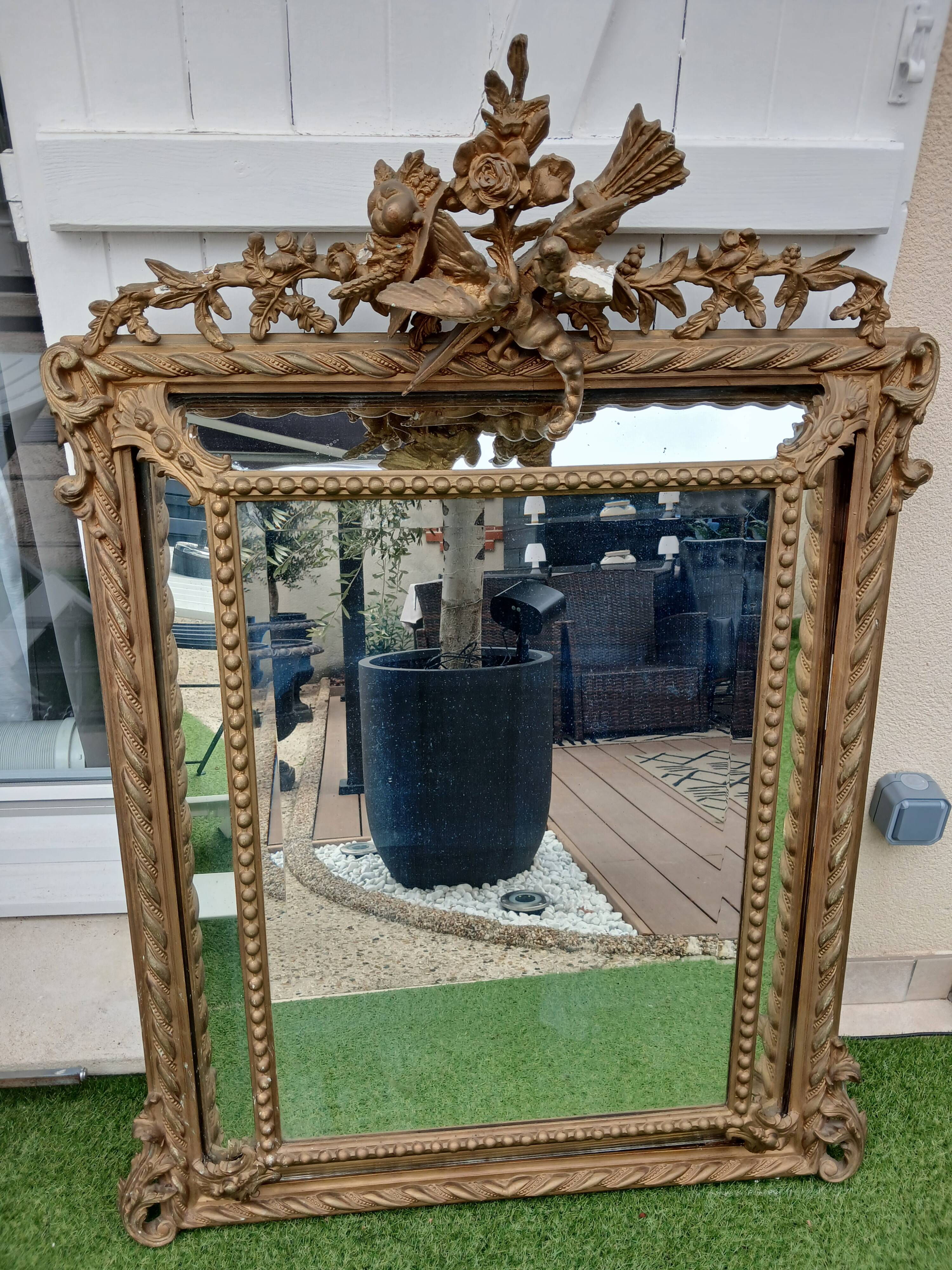 Antique golden mirror with parcloses napoleon iii