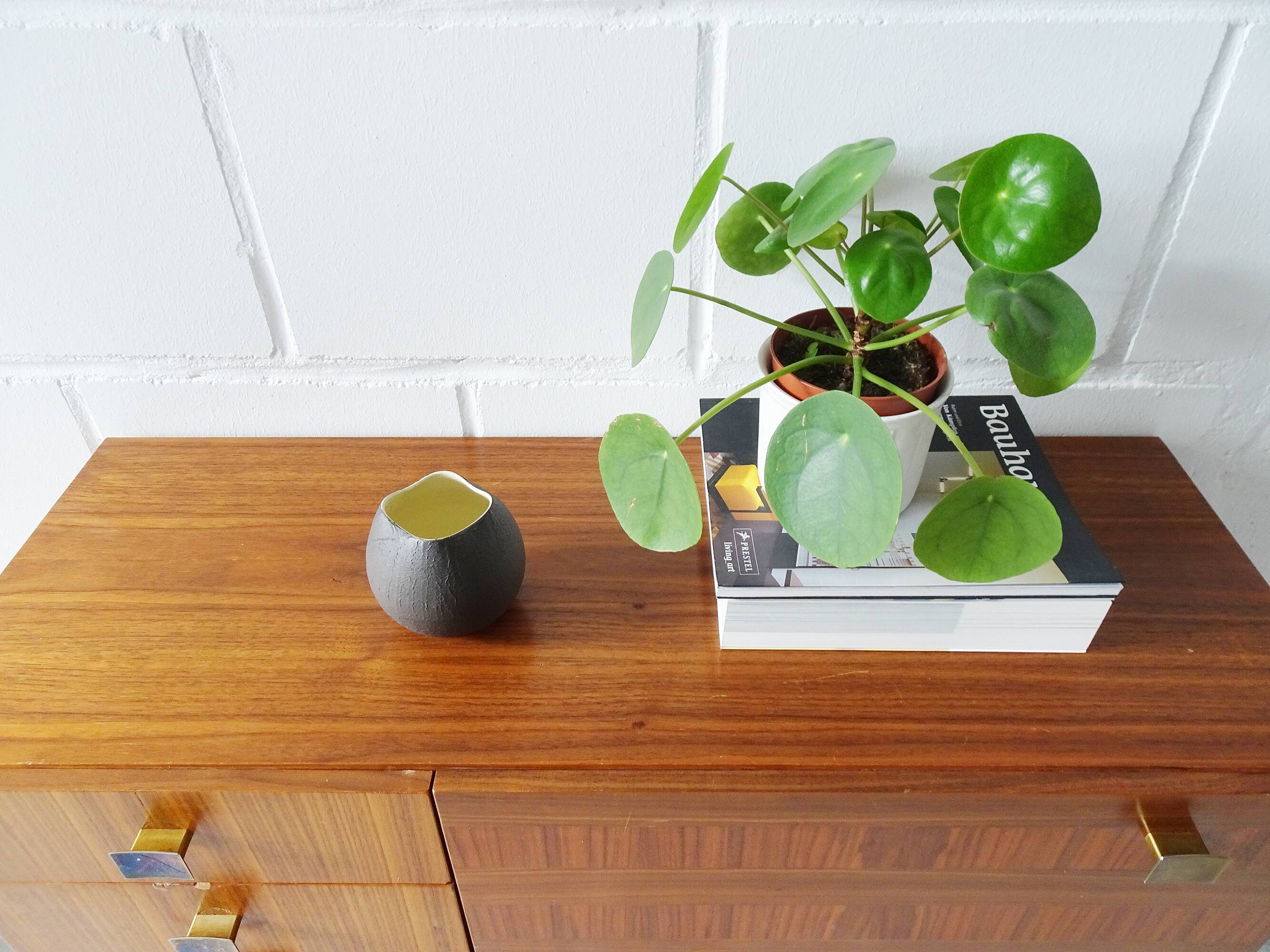 Andreas Kastl Studio ceramic vase brown yellow, small art ceramic vase