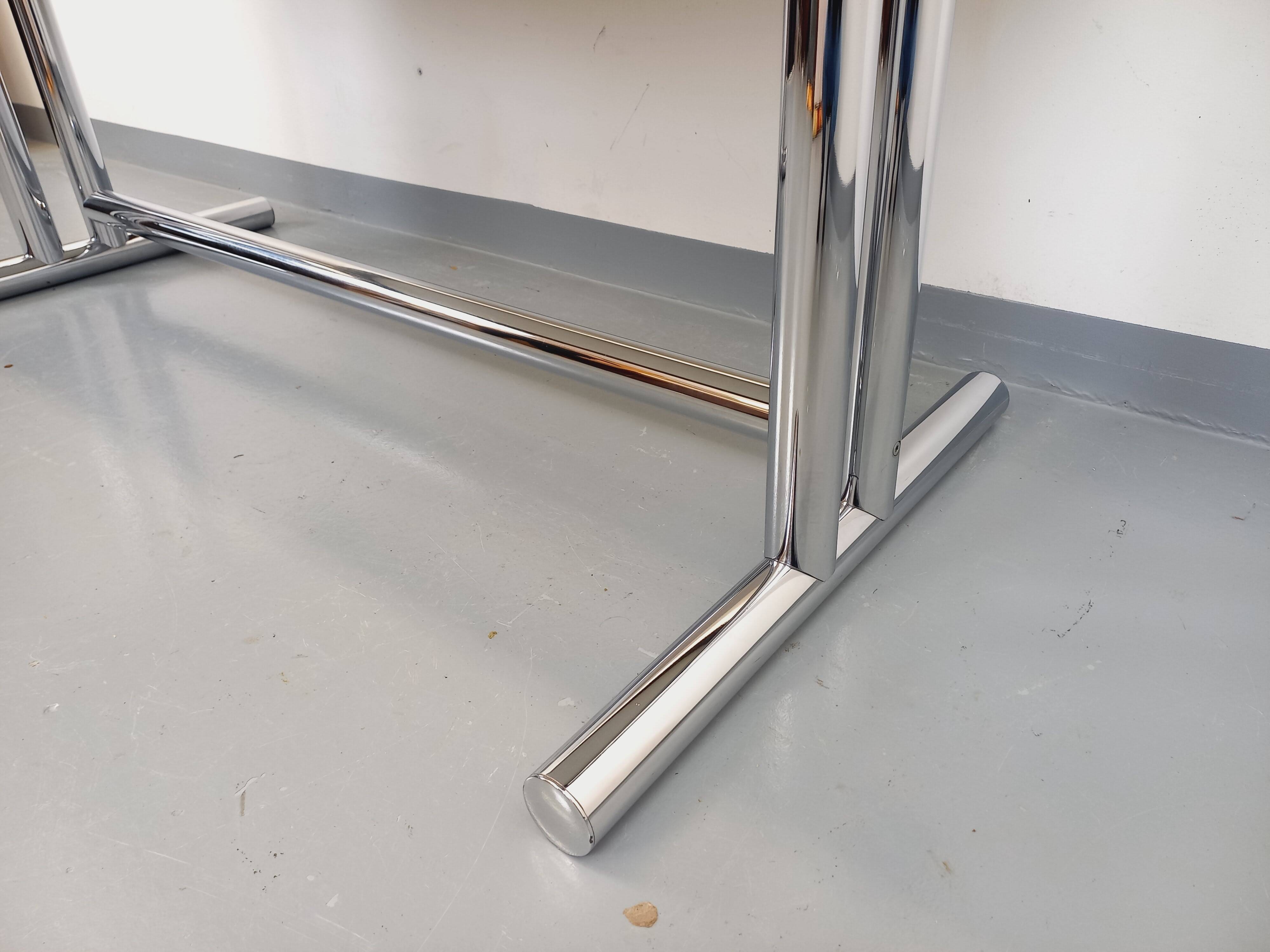 Vintage walnut and chrome metal desk from the 1970s.