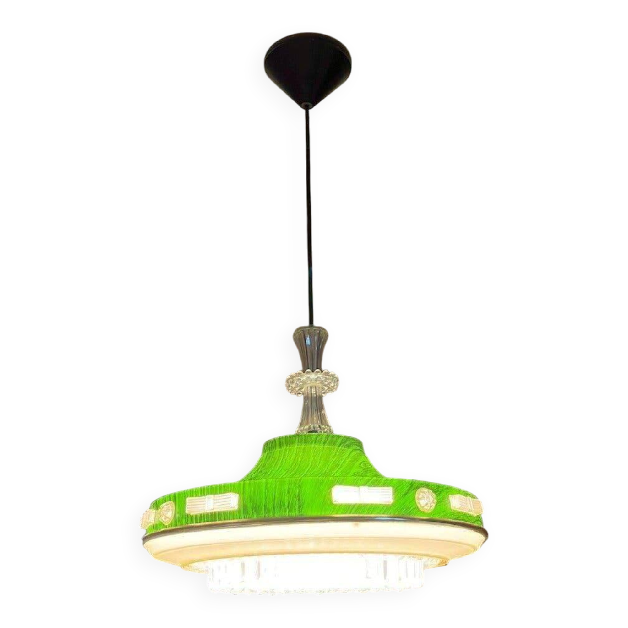 Vintage green UFO-shaped pendant light