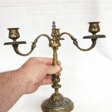 old Candlestick with 3 branches, Bronze Candlestick