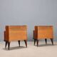 Pair of vintage bedside tables in exotic wood veneer, design, Italy, 1950s