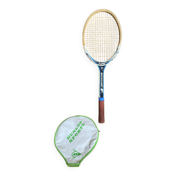 Vintage dunlop saphir wooden tennis racket + sports cover #e2