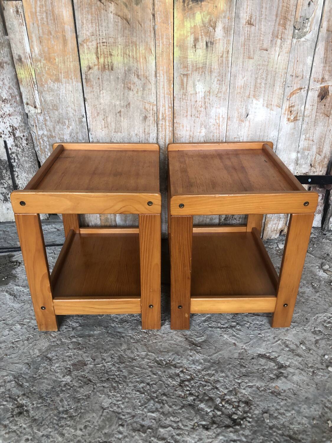 Pair of Vintage Wood Bedside Table #A320