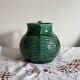 Green ceramic pitcher Sarreguemines vintage tableware