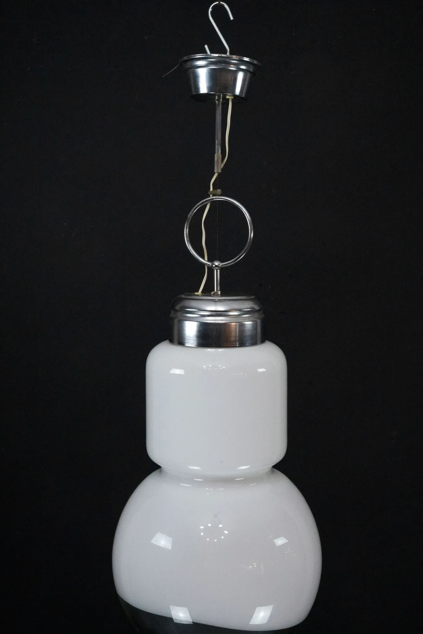 Vintage Mazzega space age chandelier in chrome and murano glass. Italy 1960