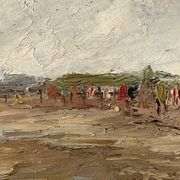 Huile sur panneau "Bord de mer", Maurice Bonin 1951