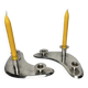 Ercuis, pair of 20th century silver-plated boomerang candlesticks