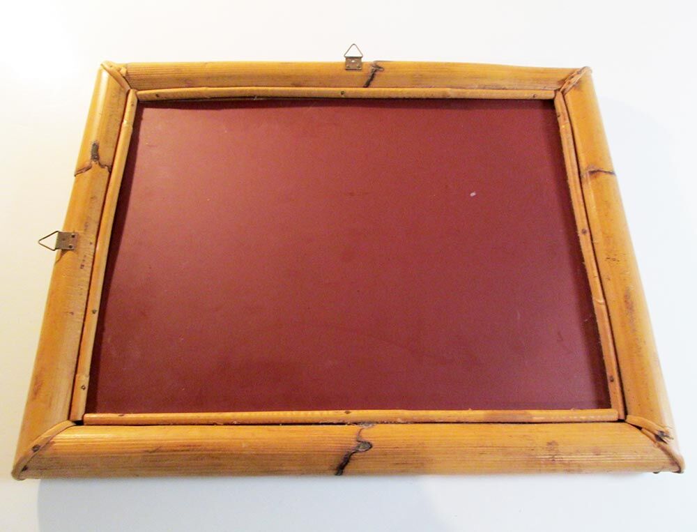 Miroir bambou et rotin vintage 38x48cm