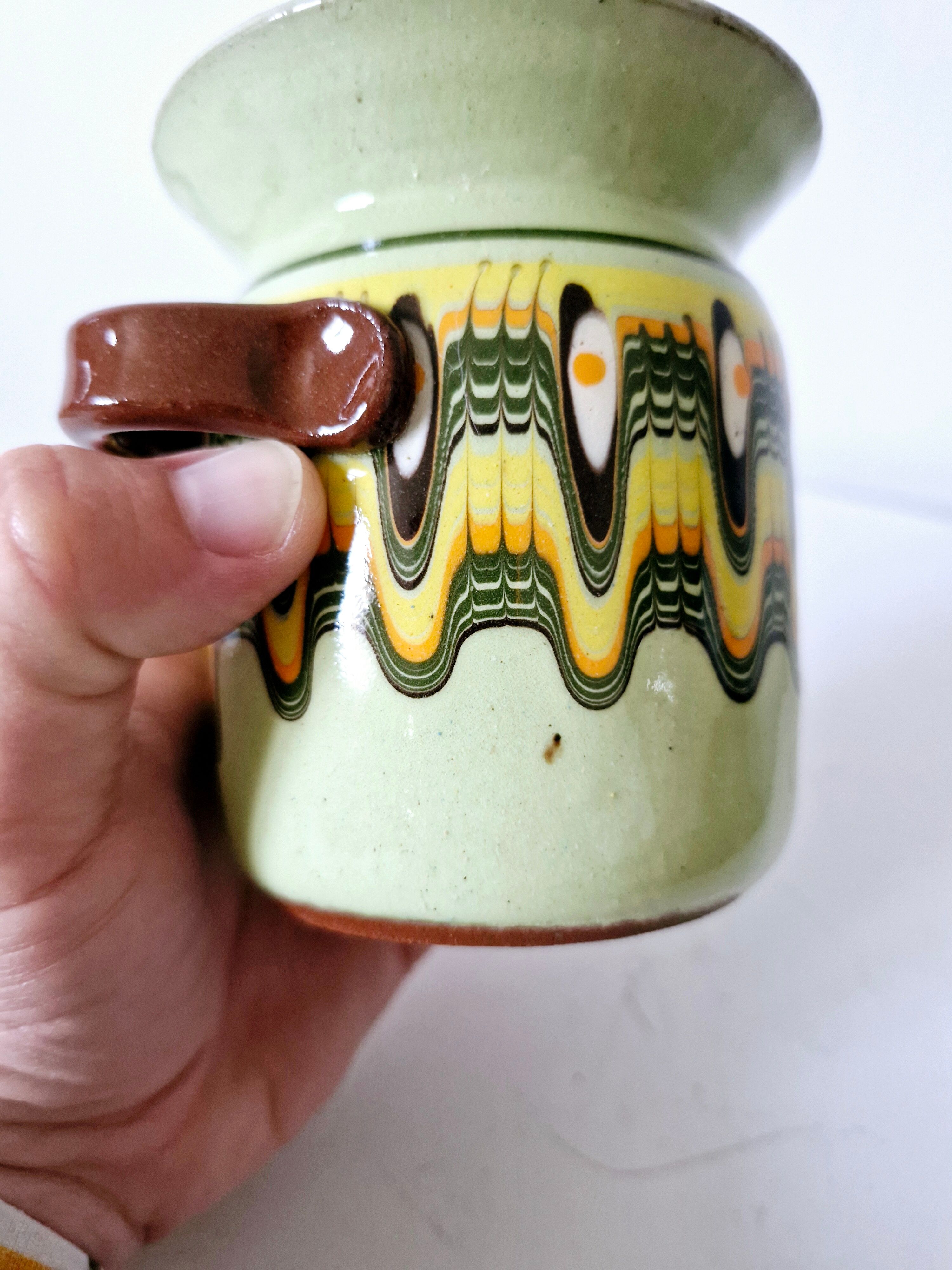 Vintage Bulgarian ceramic mustard pot Troyan