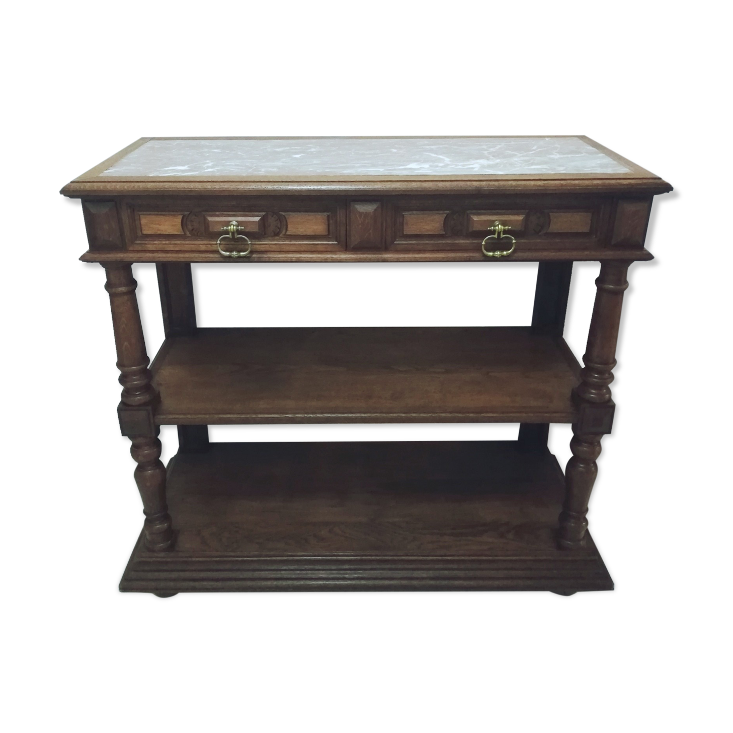 Console with oak drawers in the style of Henri II